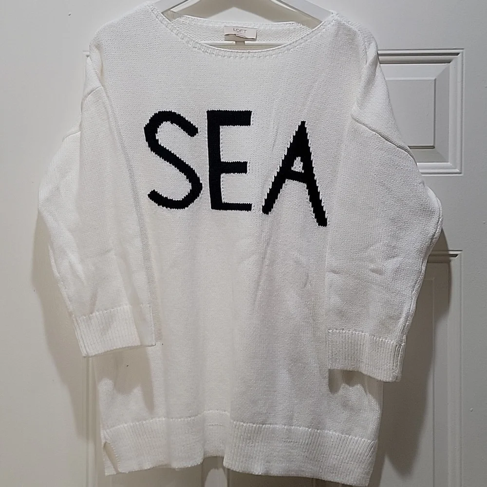 Loft White Knit Sweater 'SEA' - Picture 1 of 6